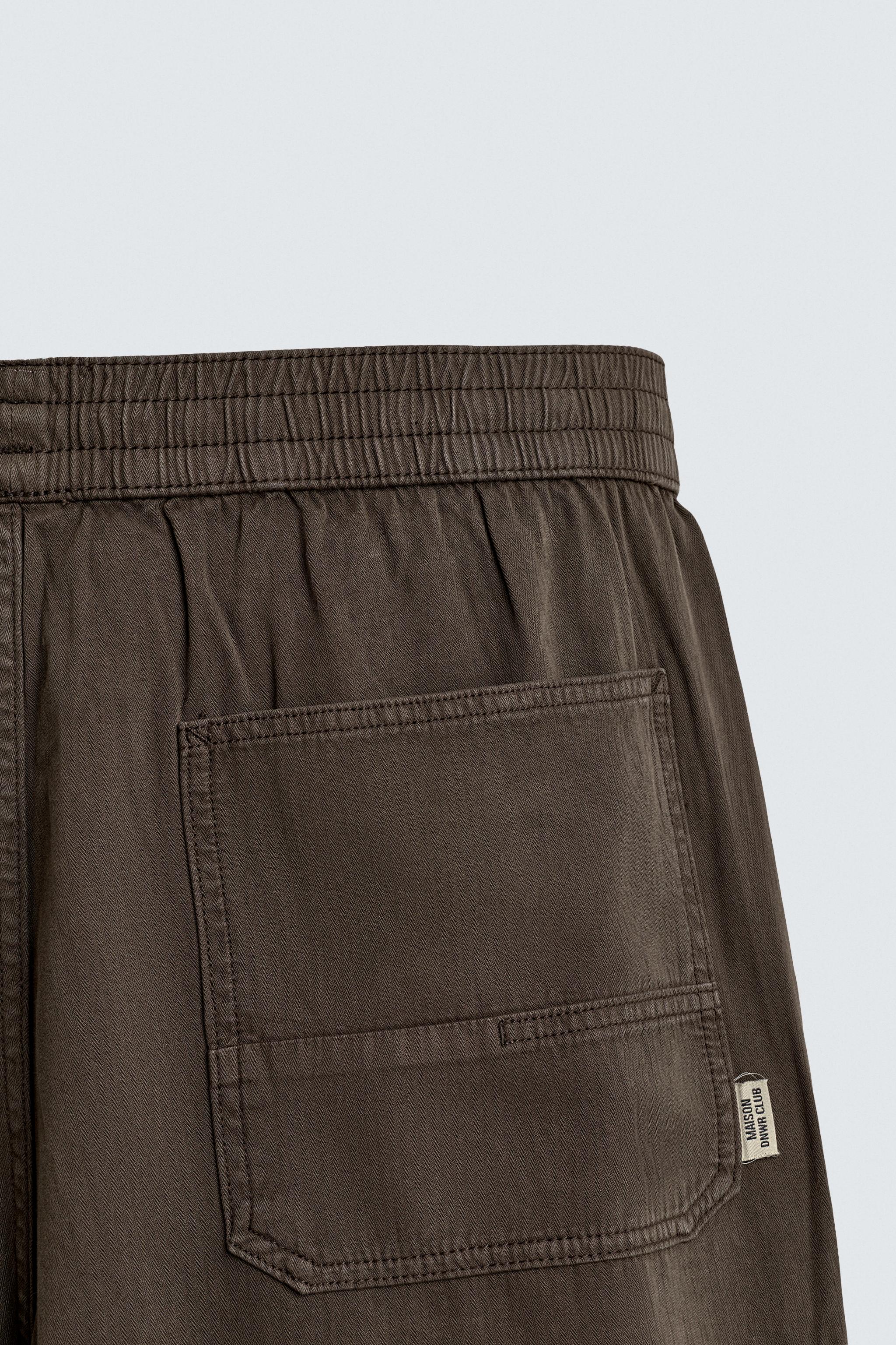 RELAXED FIT HERRINGBONE PANTS